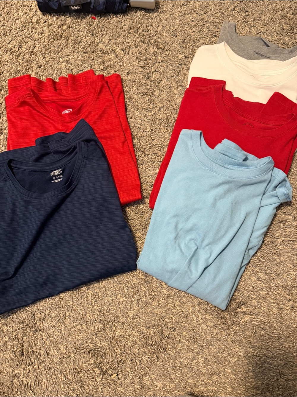Kids Short Sleeve Tees in Red, Navy, Light Blue, White, Gray